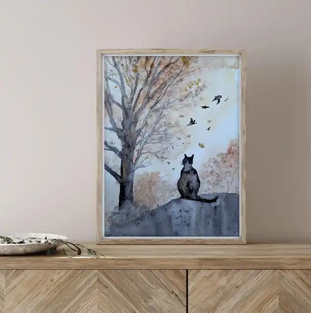 Bestseller Oryginalna akwarela. Kot 30x40cm