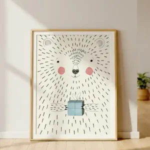 Plakat Miś z prezentem Wysoka jakość