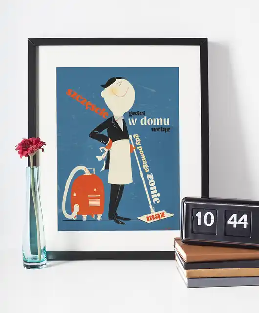 Hit sprzedaży Plakat 30cmx40cm Szczęście gości w domu wciąż, gdy pomaga żonie mąż