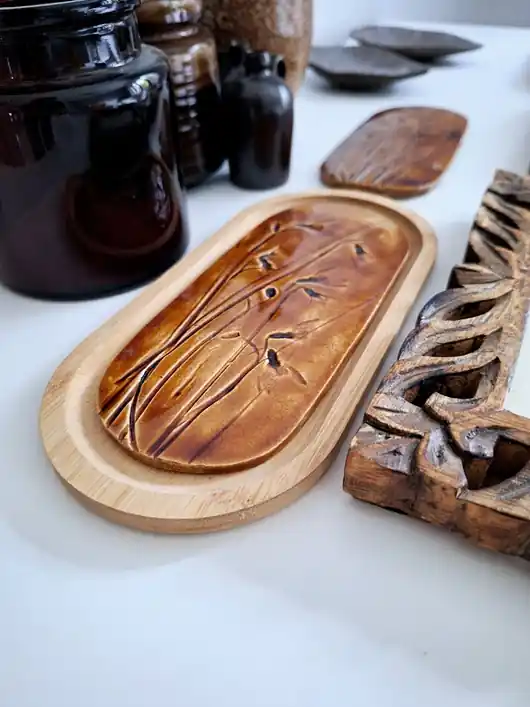 Ceramiczna podstawka w drewnie Ekspresowa dostawa