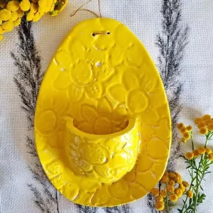 Kup teraz Ceramiczna zawieszka ozdoba ścienna żółty kwietnik