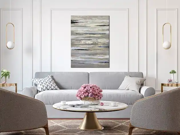 Beżowy obraz abstrakcyjny ze złotem "Golden Treasure" 60x90 cm Oferta czasowa