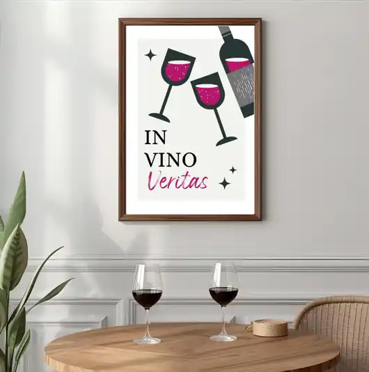 PLAKAT wino, in vino veritas, ozdoba do kuchni, z winem Łatwy zwrot