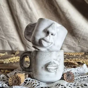 Nowość Espresso twarz rzeźbiona, podwójne espresso, twarz, nos, usta kubek