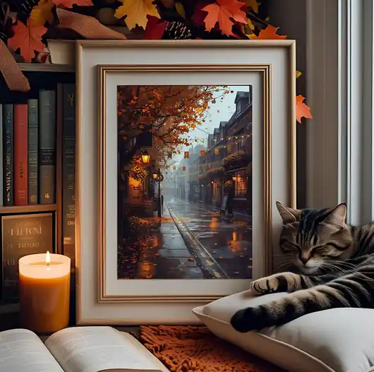 Niska cena PLAKAT jesienny deszczowy dzień zdjęcie