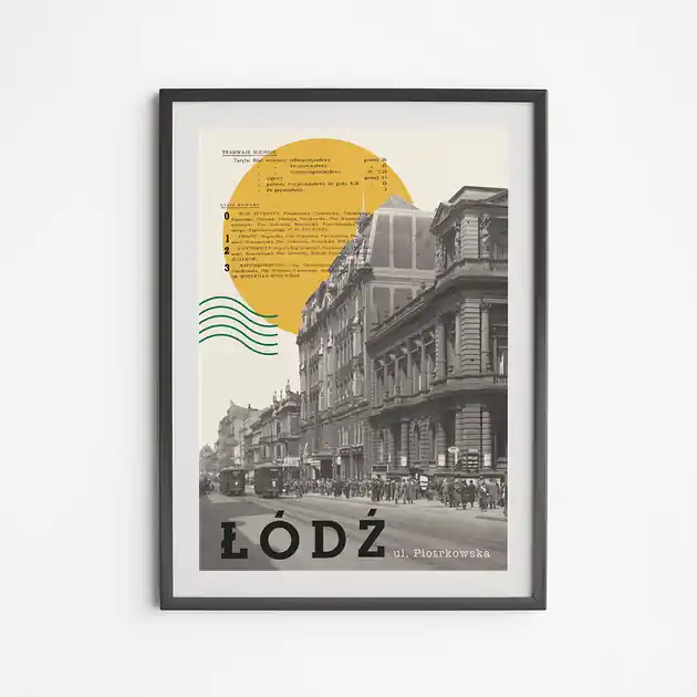 Plakat Łódź Piotrkowska Kolaż Popularny