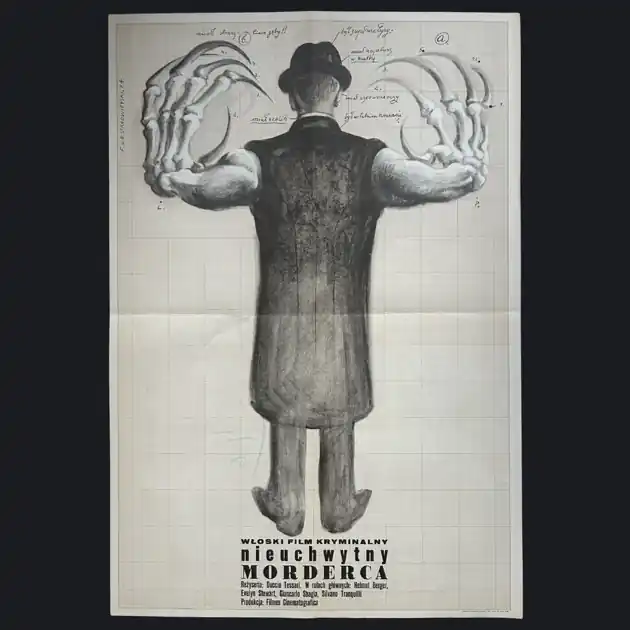 Plakat do filmu NIEUCHWYTNY MORDERCA aut. Franciszek Starowieyski, 1974 r Najlepsza cena