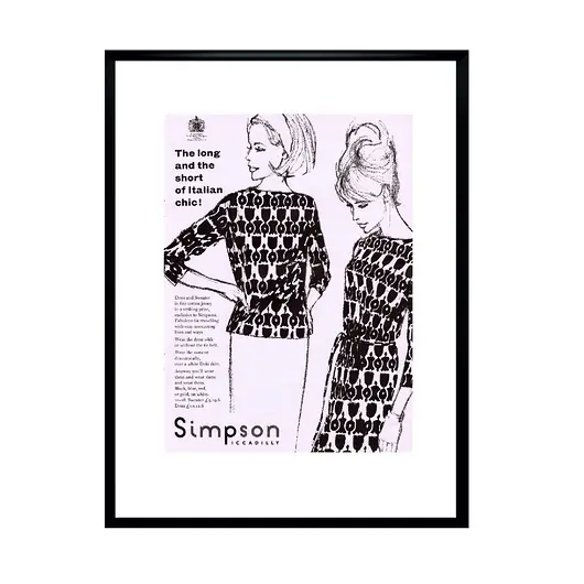 Plakat Oprawiona reklama odzieży SIMPSON PICCADILLY z 1963 r Taniej