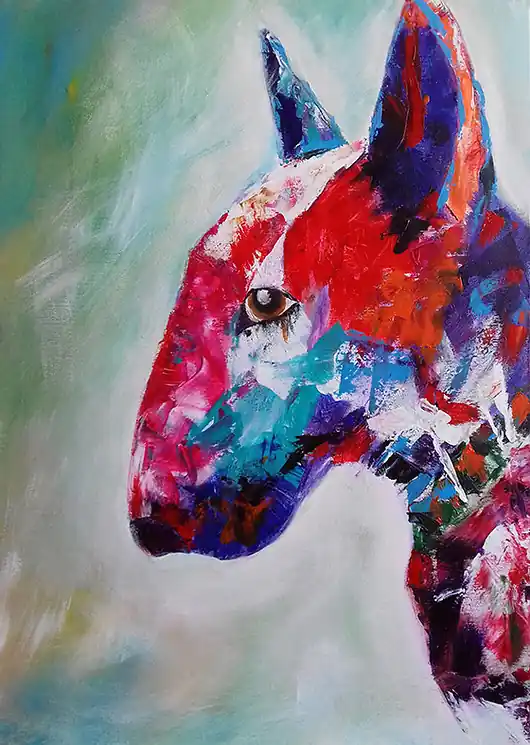 Wybór klientów Bulterier 50x70 płótno, ręcznie malowane