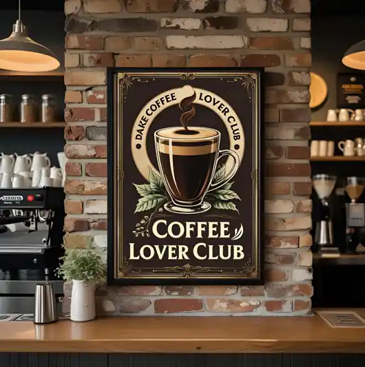 PLAKAT kawa, coffee lover club, vintage grafika loft Darmowy zwrot