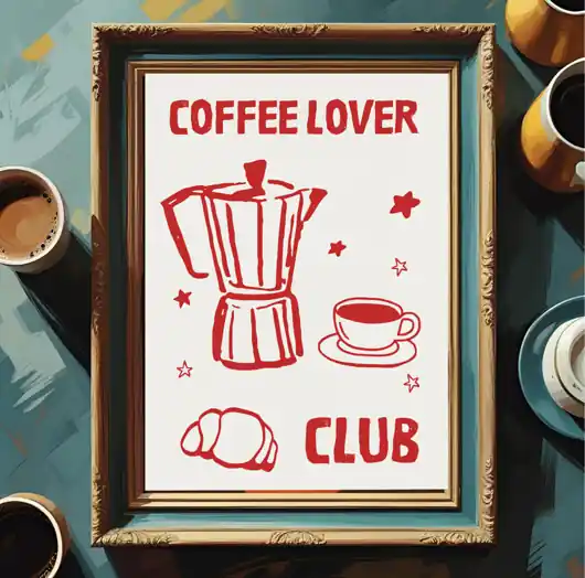 PLAKAT kawa, coffee lover club, prezent dla kawosza Szybka dostawa