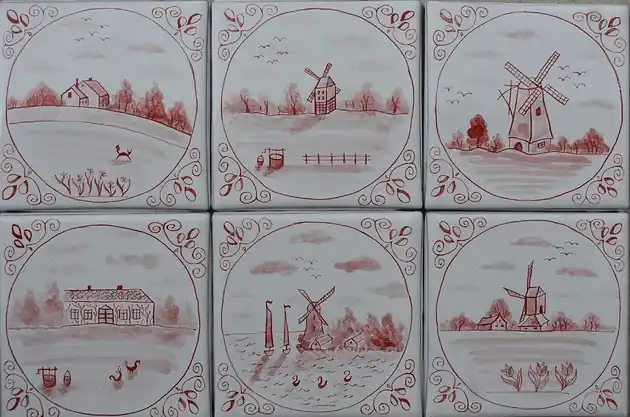 Tylko dziś Zestaw kafle holenderskie ręcznie malowane kafle płytki delft