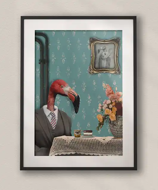Plakat Flaming - Kolaż Fine Art - Dekoracja Ścienna Do Salonu Wysoka jakość