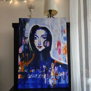 Kup online Obraz na zamówienie kupującego - Pani w krainie kropek - 100x70 cm