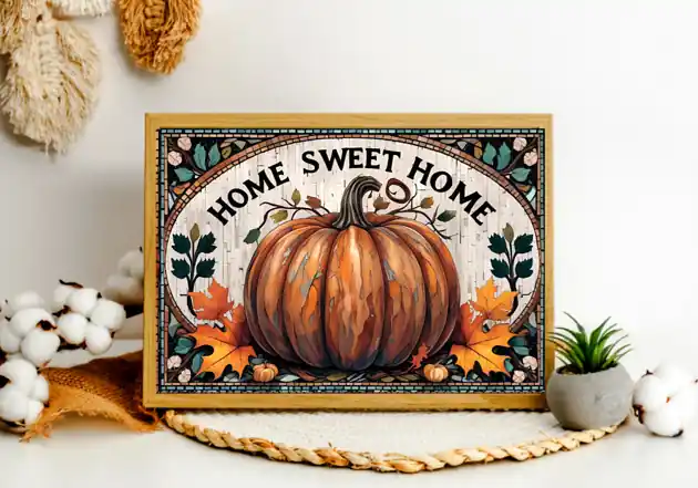 PLAKAT home sweet home dekoracja dynia jesienna Taniej