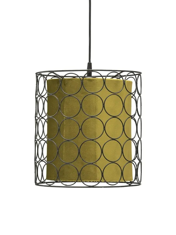 Ekspresowa dostawa Lampa wisząca Ring Black z welurowym kloszem w kolorze musztardowym