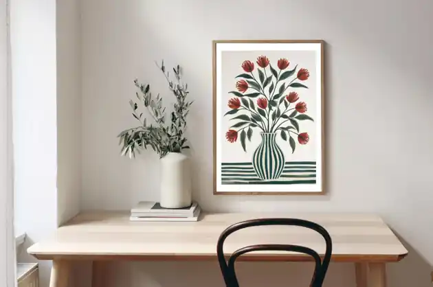 Oferta PLAKAT abstrakcyjny kwiaty kwiaty wazon paski