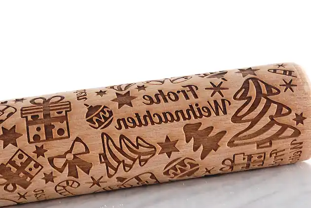 Szybka wysyłka FROHE WEIHNACHTEN - grawerowany wałek do ciasta - święta po niemiecku