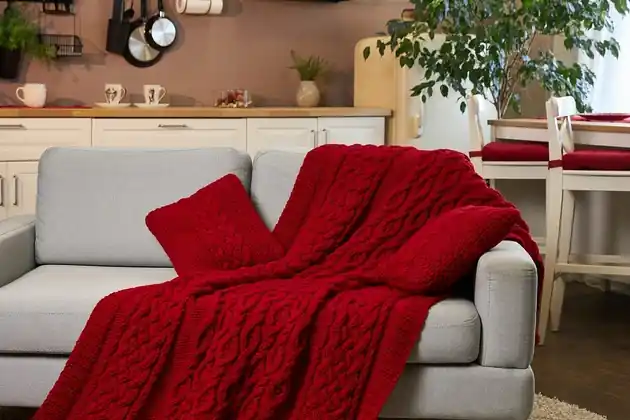 Niska cena Czerwony pled 130x200cm