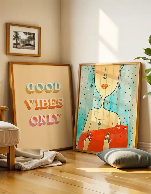 Zestaw plakatów - GOOD VIBES ONLY z kotem (set213) Hit cenowy