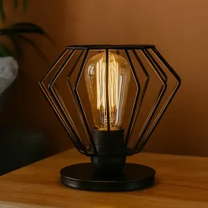 Super okazja Czarna lampka nocna z drucianym kloszem NOGOYA LOFT