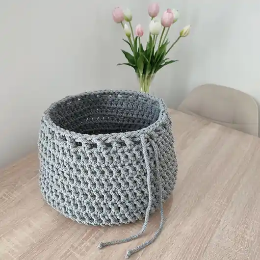 Kosz szydełkowy ze sznurka bawełnianego 30cmx20cm Wysoka jakość