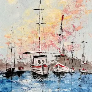 Nowy Łodzie Rybackie - akryl na płótnie 30 x 40