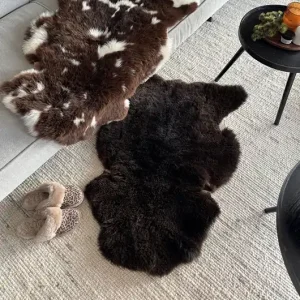 Najlepsza cena Skóra owcza naturalna Brązowa dywan naturalny 100-120cm narzuta