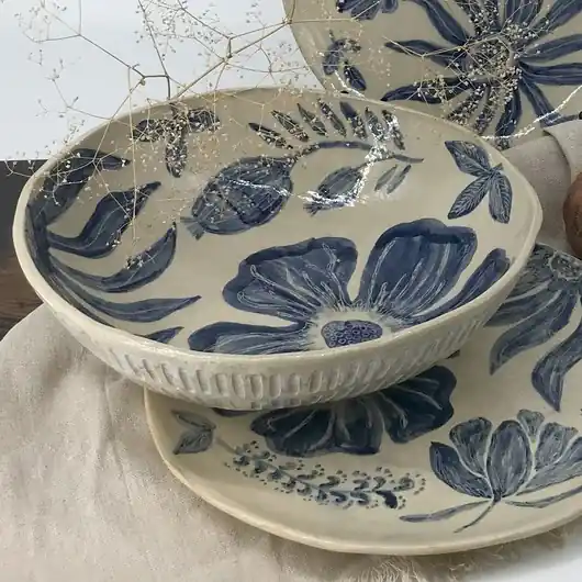 Wyprzedaż Duża misa ceramiczna Kwiaty