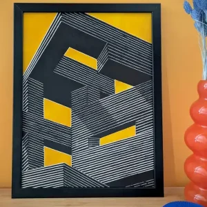 Ograniczona ilość Ręcznie drukowany linoryt "Blok znikąd" 30x40cm