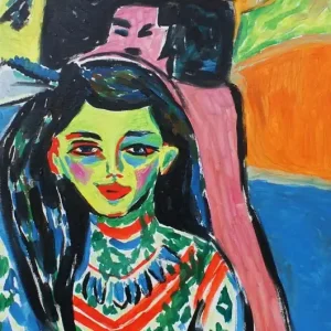 Dostępne od ręki Obraz ekspresja Franzi przed rzeźbionym krzesłem Ernst Ludwig Kirchner