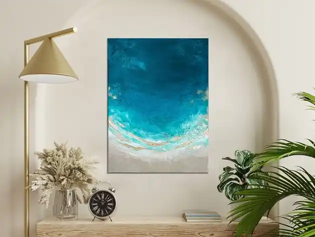 Najlepsza cena Turkusowy obraz abstrakcyjny Maldives - 30x40 cm