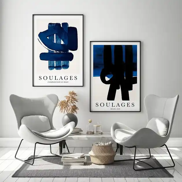 Soulages blue - zestaw 2 plakatów Dostępne od ręki