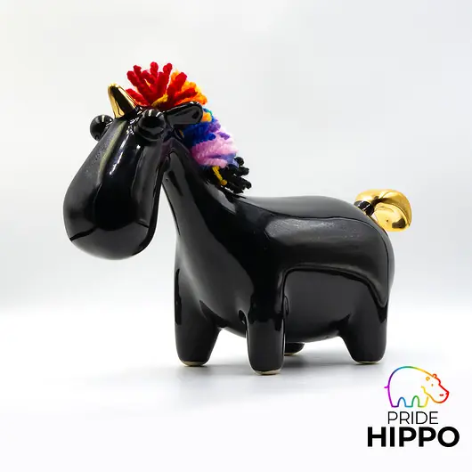 Premium Jednorożec tęczowy pride ceramiczny czarny