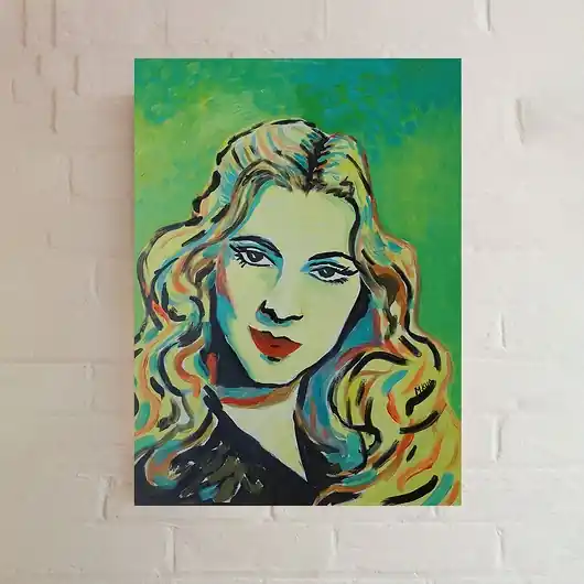 Obraz olejny do salonu portret joan fontaine Premium