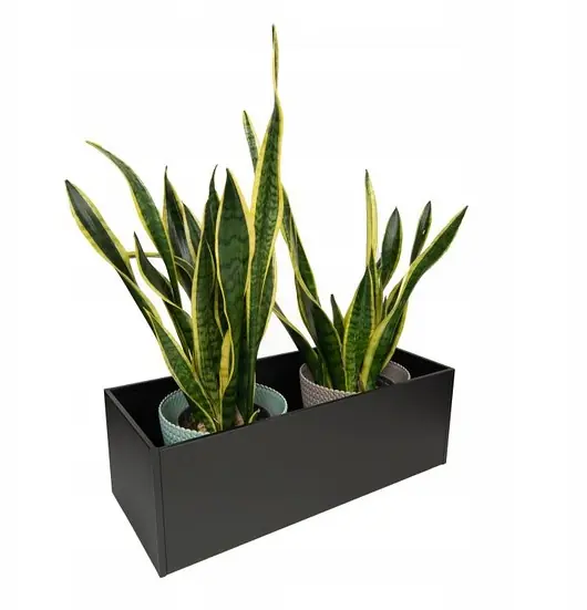 Obniżka ceny Donica metalowa Rodos na parapet 60 cm, CZARNA