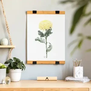 Dostępne od ręki Żółta chryzantema, grafika, akwarela