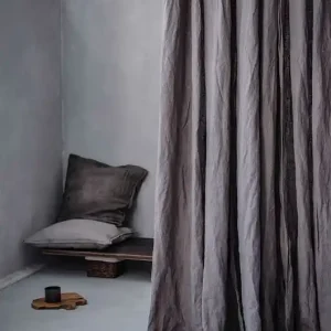 Promocja Zasłona z Miękkiego Lnu Stonewashed - charcoal