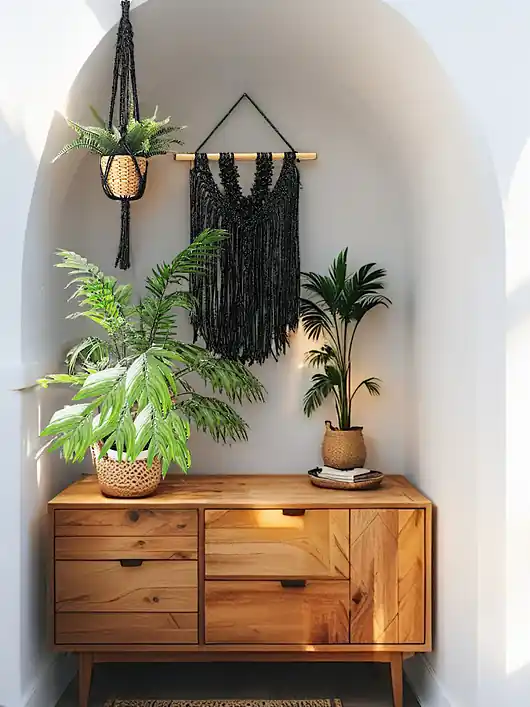 Premium Makrama na ścianę i kwietnik zestaw boho