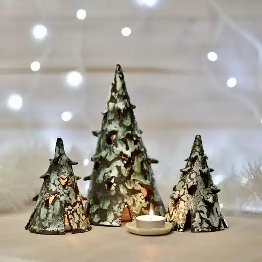 Zestaw świąteczny choinki ceramiczne Rabat