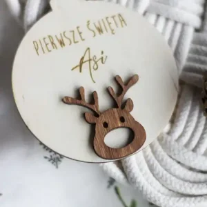 Drewniana bombka Pierwsze Święta - renifer Bestseller