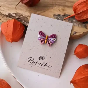 Fioletowy boho motyl, różowy magnes, dekoracje w stylu rustykalnym Najlepsza cena