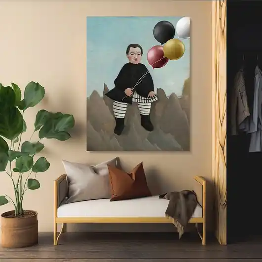 Szybka dostawa GRAFIKA NA PŁÓTNIE - Chłopiec z Balonami