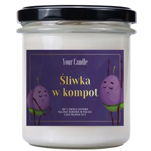 Taniej ŚWIECA SOJOWA ŚLIWKA W KOMPOT 300 ml - YOUR CANDLE