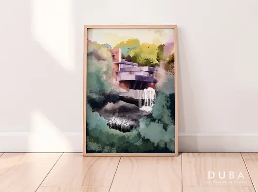 "Fallingwater" Plakat Ilustracja Taniej