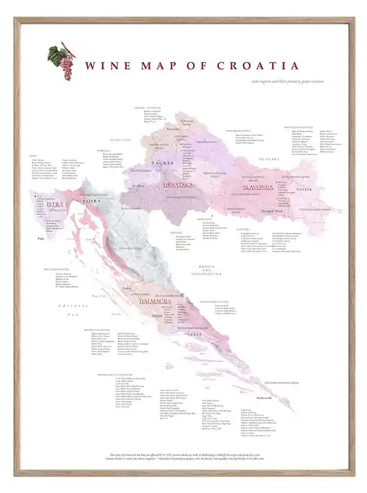 WINO Chorwacja regiony winiarskie plakat mapa Oferta czasowa