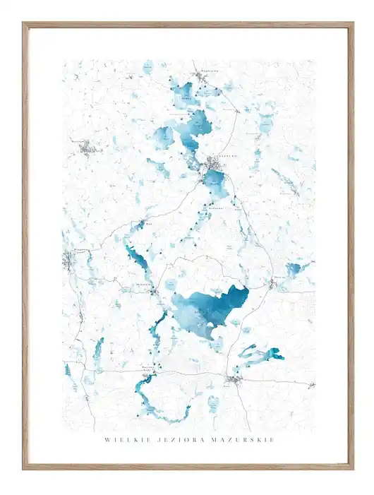 Taniej MAZURY Wielkie Jeziora Mazurskie mapa plakat (porty, mariny)
