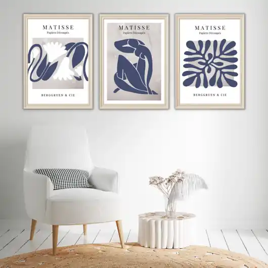 Dodaj do koszyka Zestaw 3 plakatów Blue fascination Matisse style