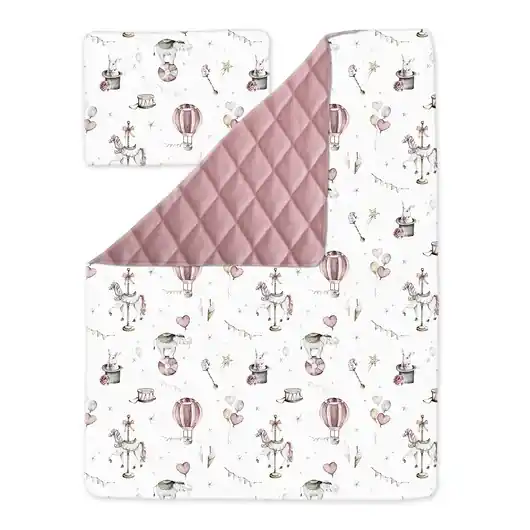Wyjątkowa oferta Koc + poduszka Circus i velvet pikowany brudny róż 100