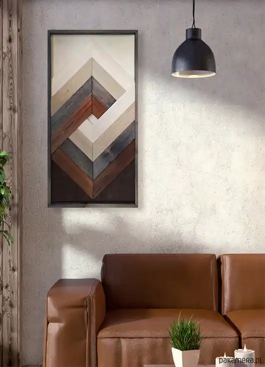 Drewniany obraz 3D. Geometryczna mozaika drewniana. Szybka wysyłka